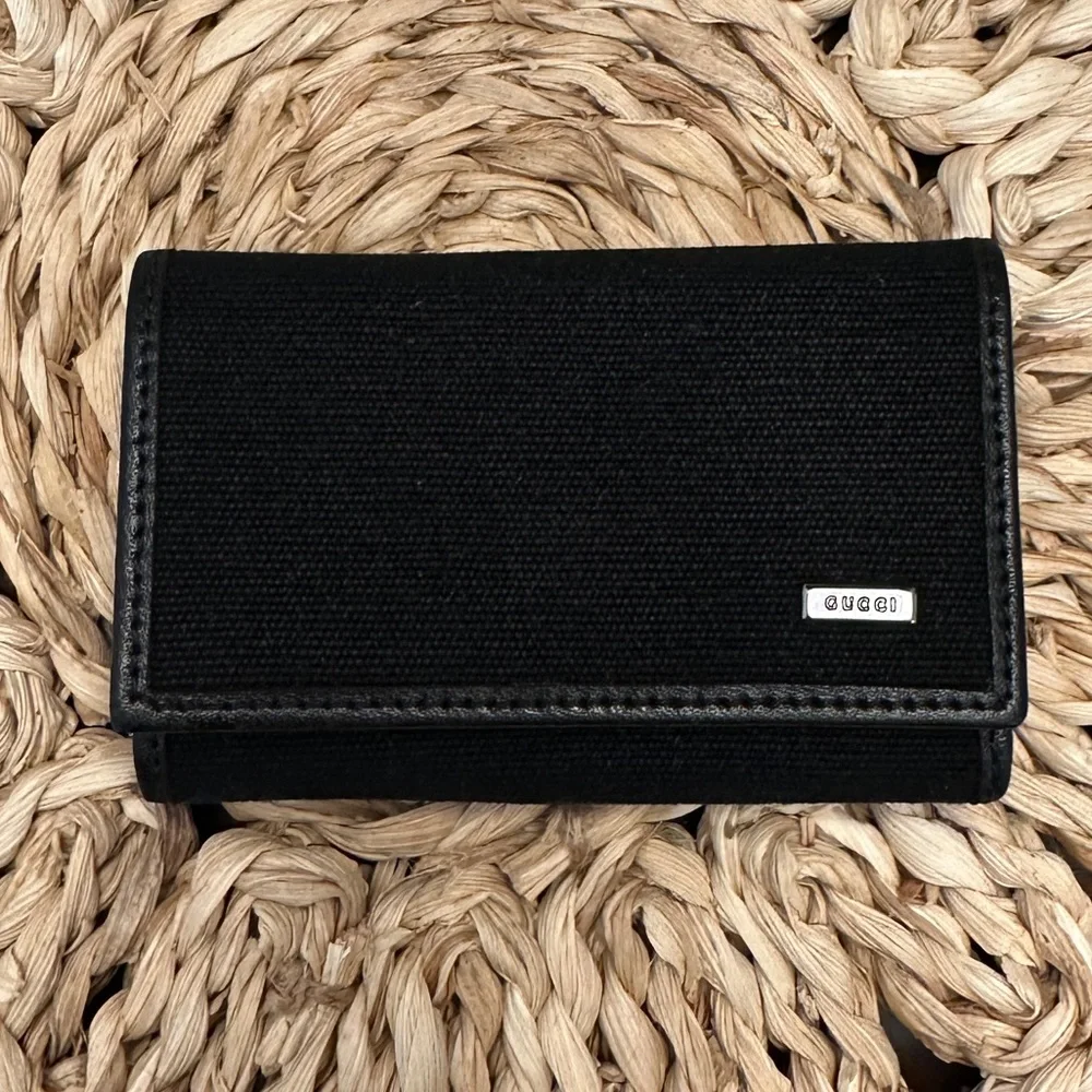 Gucci Black Canvas 6 Ring Key Holder Case